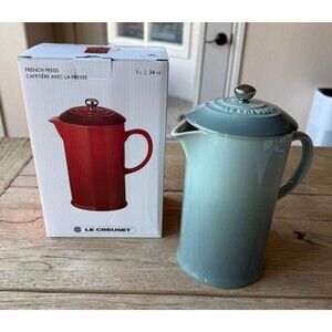 Le Creuset Stoneware 34 oz 1 Liter French Press Sea Salt NEW